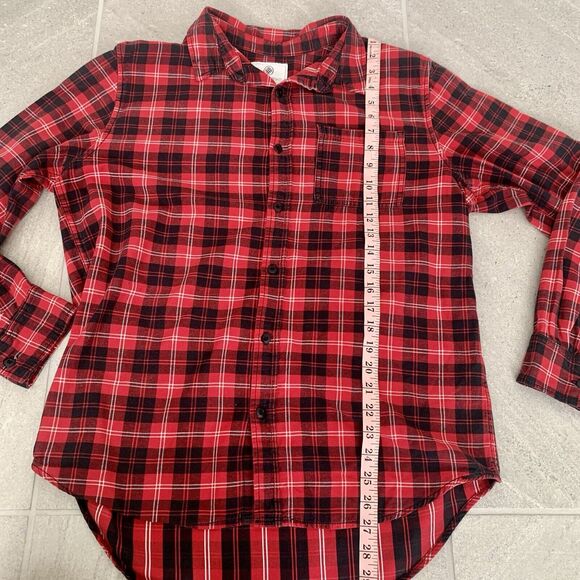 On The Byas Men’s Red And Black Plaid Flannel Button Down Shirt Size L - Picture 4 of 4